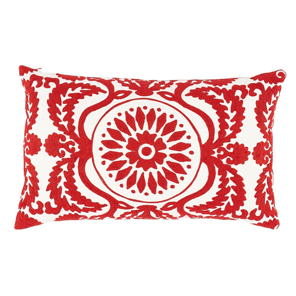 Castanet Embroidery Pillow Red | Schumacher Pillows