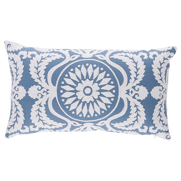 Castanet Embroidery Pillow Chambray | Schumacher Pillows