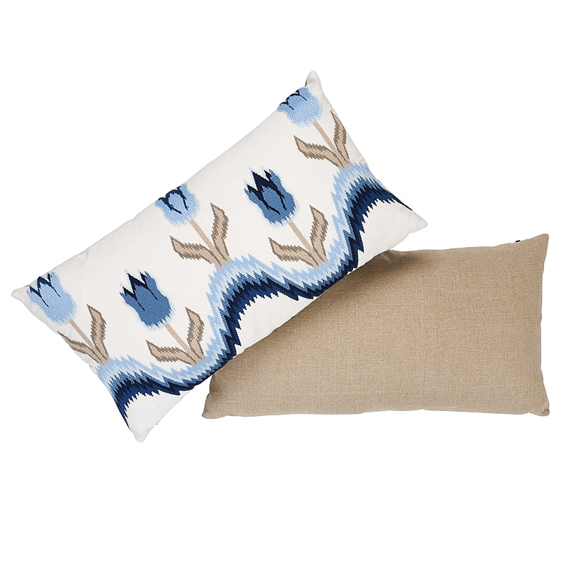 TULIP FLAMESTITCH PILLOW Blue