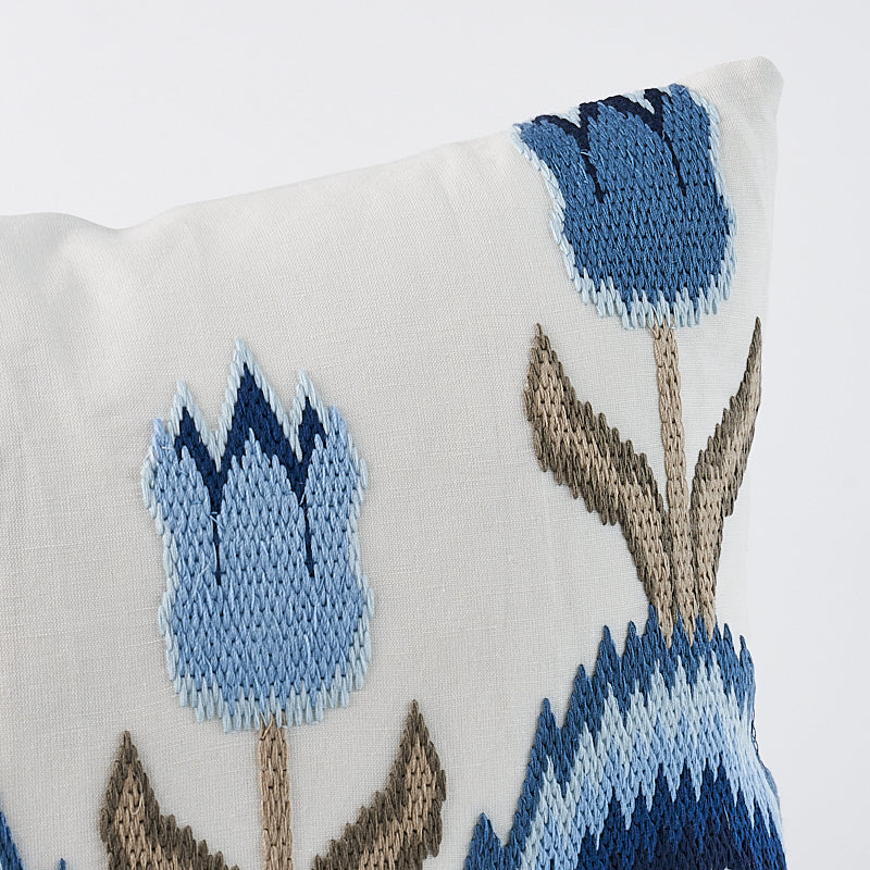 TULIP FLAMESTITCH PILLOW Blue