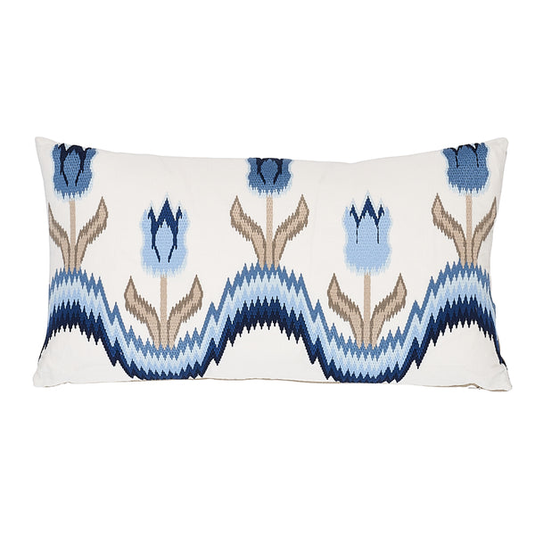 TULIP FLAMESTITCH PILLOW Blue