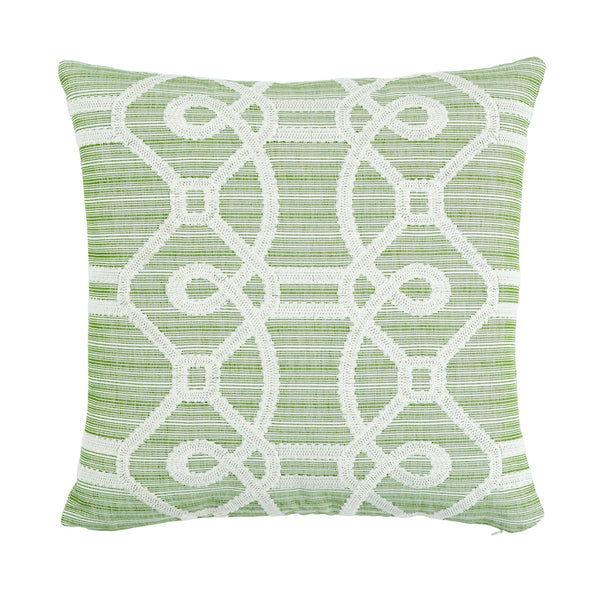 Ziz Embroidery 18" Pillow Green&White | Schumacher Pillows