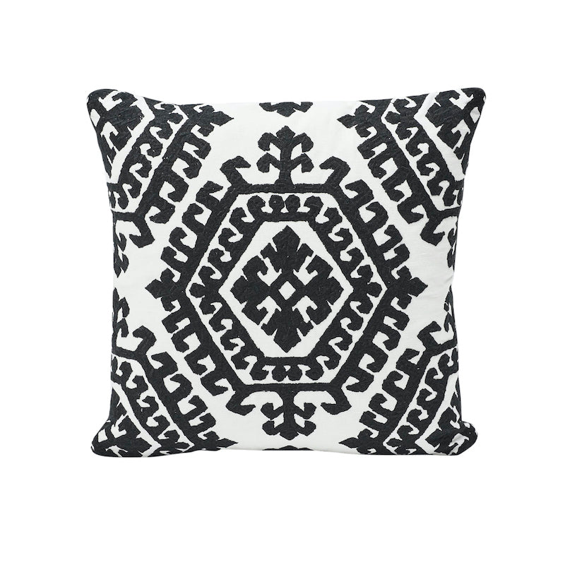 OMAR EMBROIDERY 18" PILLOW Black