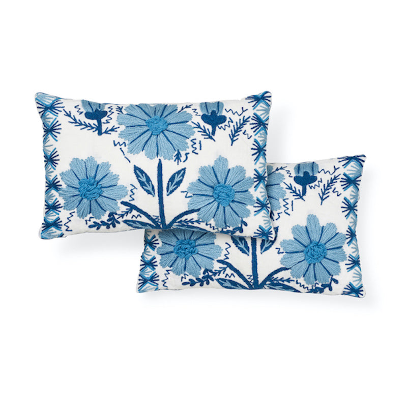 Marguerite Embroidery Pillow Sky