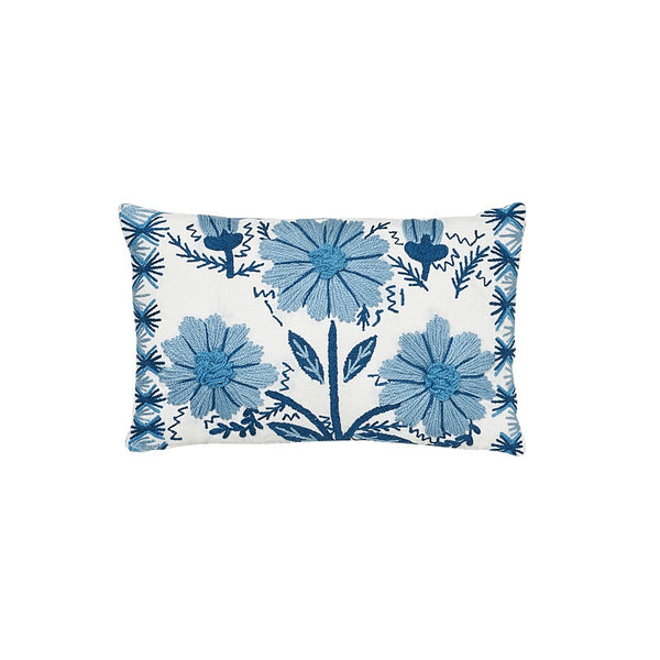 Marguerite Embroidery Pillow Sky | Schumacher Pillows