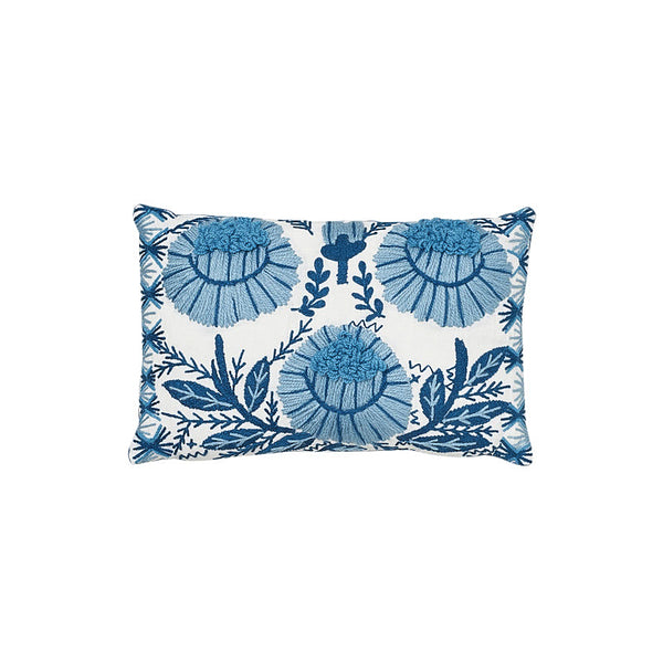 Marguerite Embroidery Pillow Sky | Schumacher Pillows