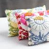 MARGUERITE EMBROIDERY PILLOW Blue&Ochre