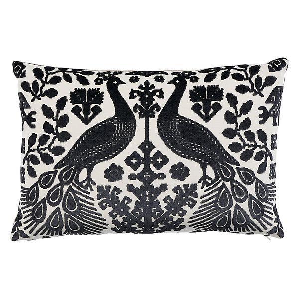Pavone Velvet Pillow Carbon | Schumacher Pillows