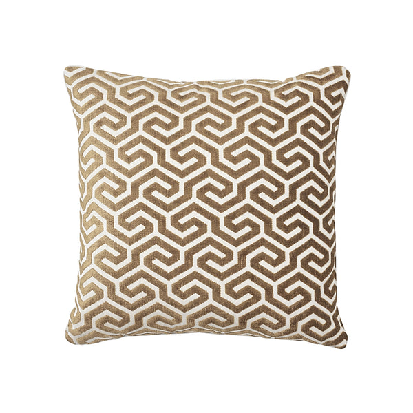 Ming Fret 18" Velvet Pillow Bronze | Schumacher Pillows