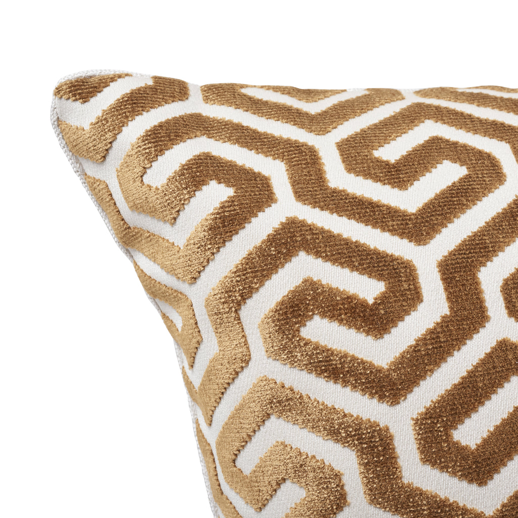 MING FRET VELVET 20" PILLOW Bronze