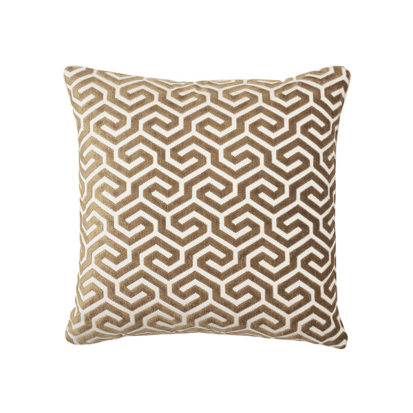 Ming Fret Velvet 24" Pillow Bronze | Schumacher Pillows