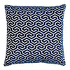 Ming Fret Velvet 20" Pillow Navy