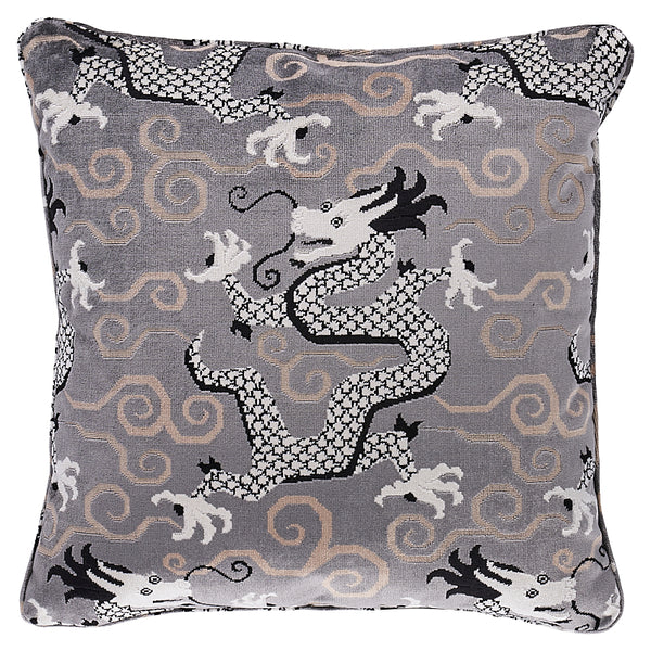 Bixi Velvet 22" Pillow Silver | Schumacher Pillows