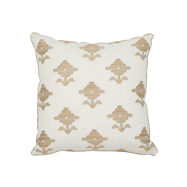 Rubia Embroidery 18" Pillow Ivory | Schumacher Pillows