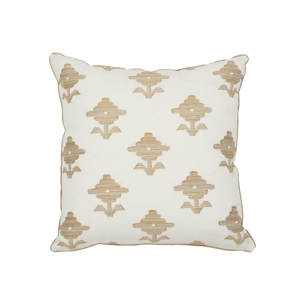 RUBIA EMBROIDERY 18" PILLOW Ivory