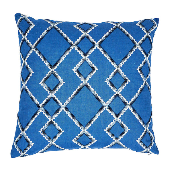 Branson Embroidery 20" Pillow Blue | Schumacher Pillows