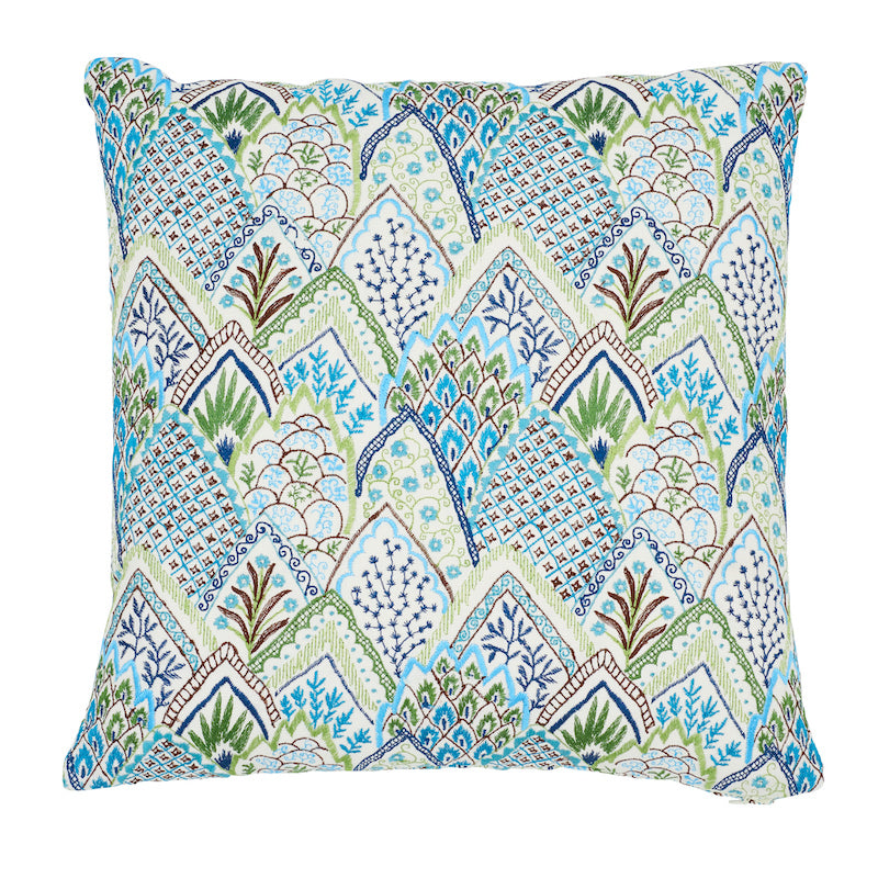 ALBIZIA EMBROIDERY 18" PILLOW Blue&Green