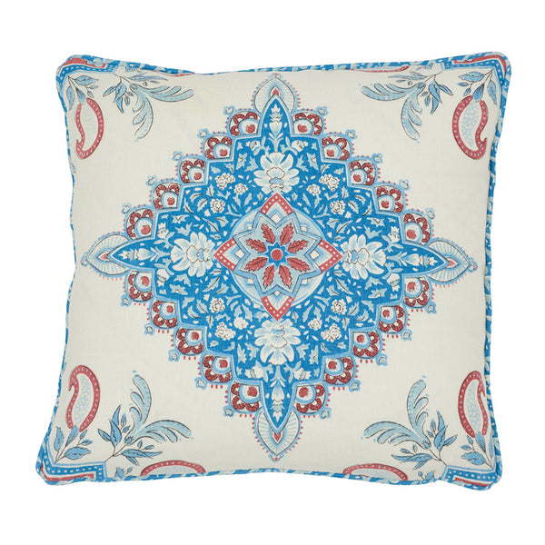 Montecito Medallion 18" Pillow Red&Blue | Schumacher Pillows
