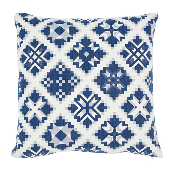 Tristan Patchwork 20" Pillow Indigo | Schumacher Pillows