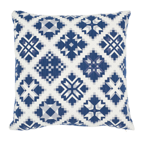 Tristan Patchwork 22" Pillow Indigo | Schumacher Pillows