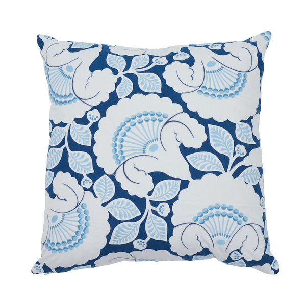 Jackie Applique 20" Pillow Blue | Schumacher Pillows