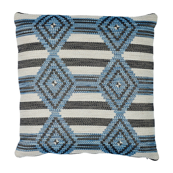Manta Performance 22" Pillow Blue&Black | Schumacher Pillows