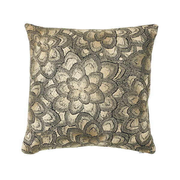 Lotus Embroidery 18" Pillow Gold | Schumacher Pillows