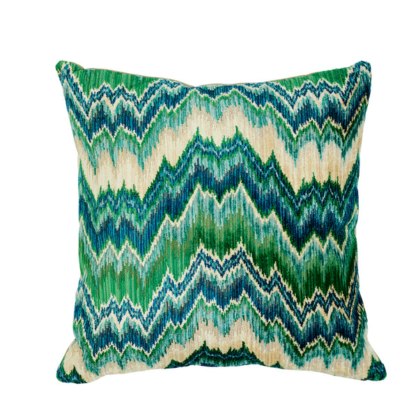 BEZIQUE FLAMESTITCH 22" PILLOW Blue&Green