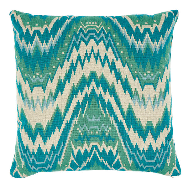 Tauride Epingle 22" Pillow Peacock | Schumacher Pillows