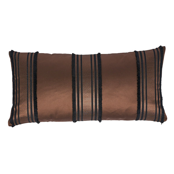 Senza Satin Stripe Pillow Brown | Schumacher Pillows