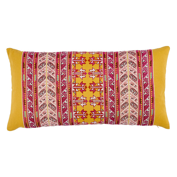 Vinka Embroidery Pillow Pink&Yellow | Schumacher Pillows