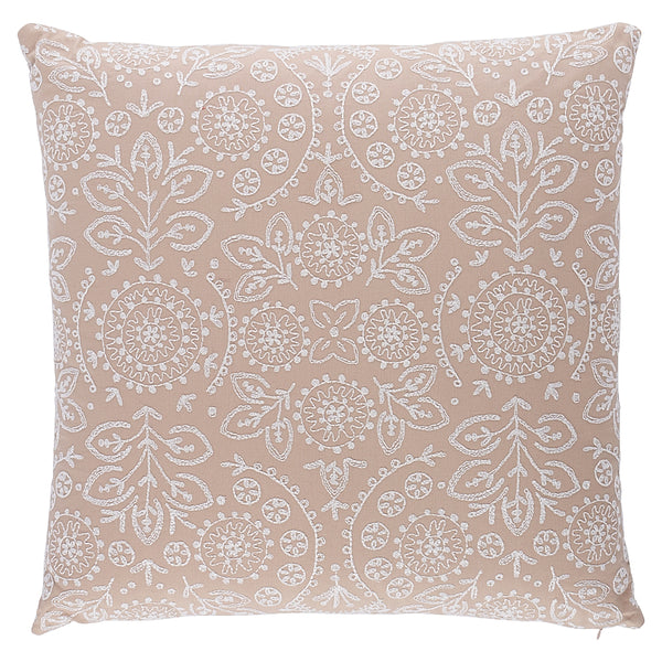 Tiana Embroidery 20" Pillow Natural | Schumacher Pillows