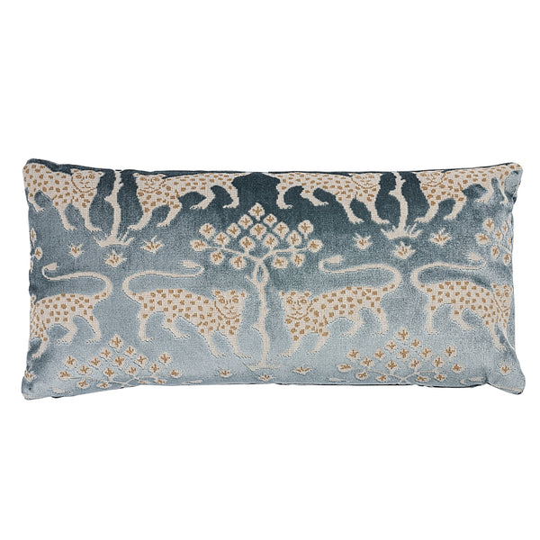 Woodland Leopard Velvet Pillow Mineral&Gold | Schumacher Pillows