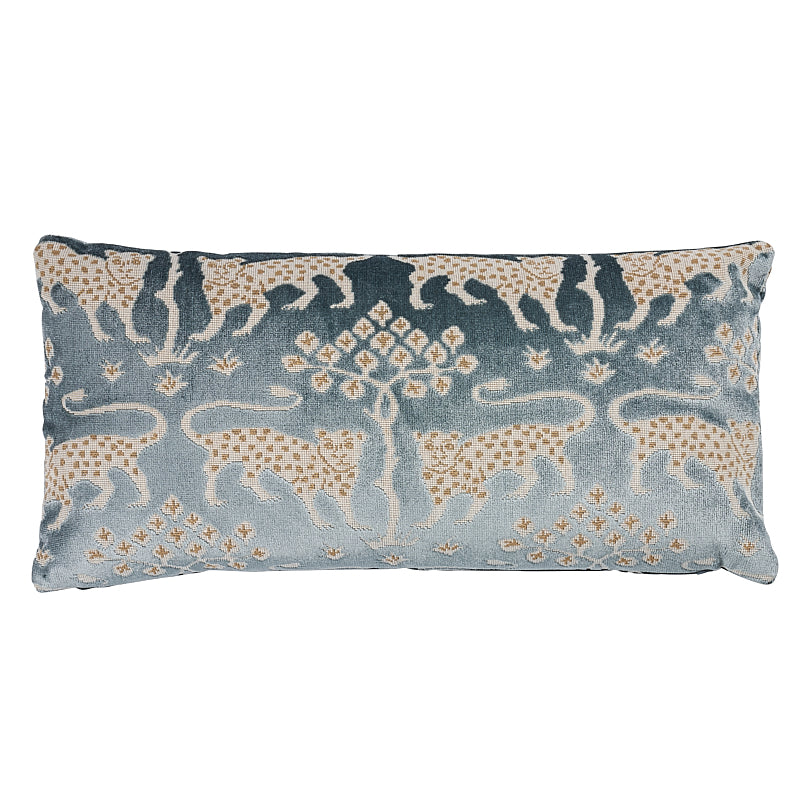 Woodland Leopard Velvet Pillow Mineral & Gold