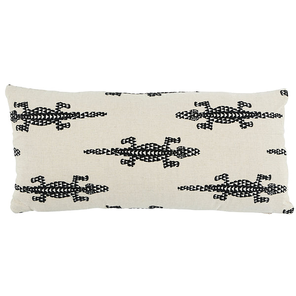 Baracoa Embroidery Pillow Black | Schumacher Pillows