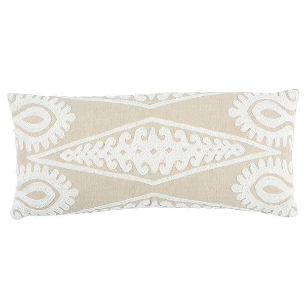 Seema Embroidery Pillow Natural | Schumacher Pillows