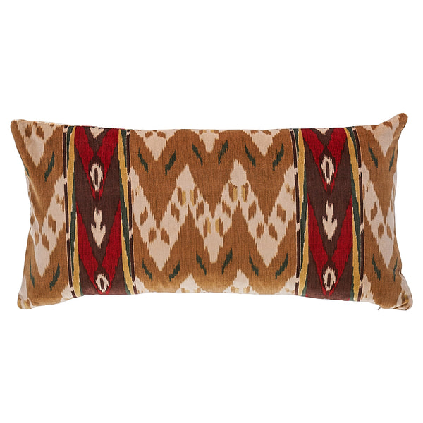 Samar Ikat Velvet Pillow Gold | Schumacher Pillows