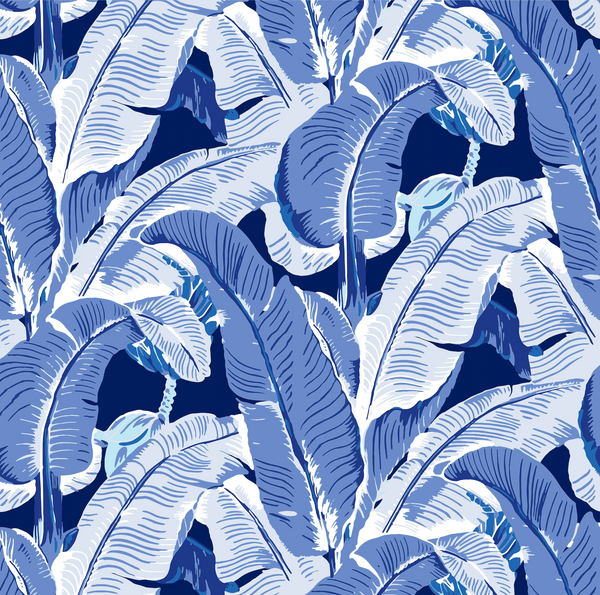 The Iconic Beverly Hills™ Banana Leaf Wallpaper - Doheny Dark Blue - Designer Wallcoverings and Fabrics