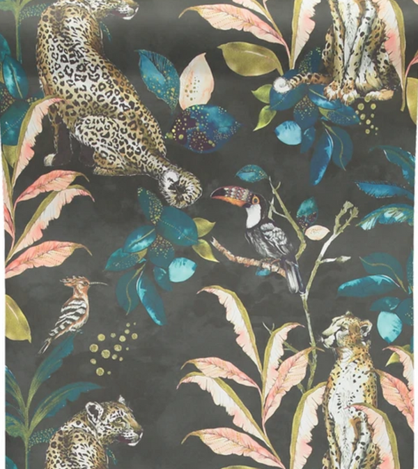 Savannah Cheetah - Charcoal Wallcovering | Graduate Collection