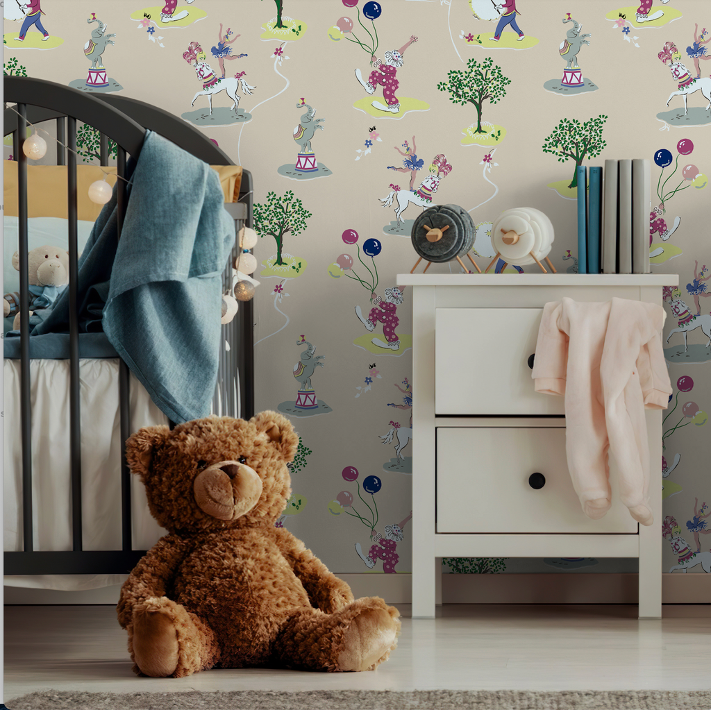 Clowning Around Authentic Vintage 1950's Reproduction Wallpaper