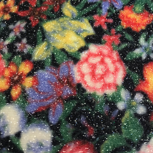 Foral Glitter Wallpaper - Multi On Black | Glitter Walls