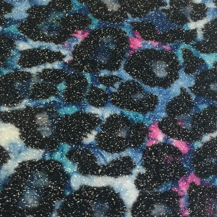 Leopard Glitter Wallpaper -  Blue Floral | Glitter Walls