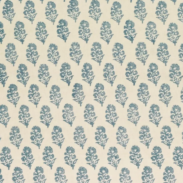 Allie Blockprint Chambray Blue - Off-White Fabric | Ralph Lauren