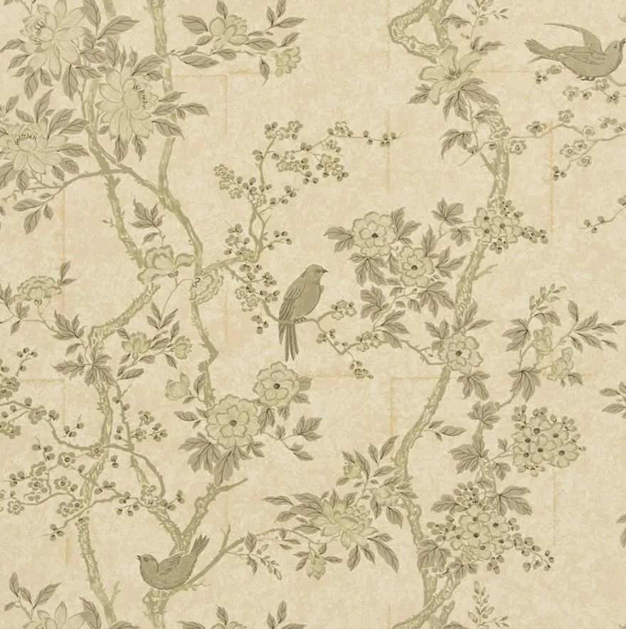 Marlowe Floral  Mother Of Pearl Wallpaper |    Ralph Lauren