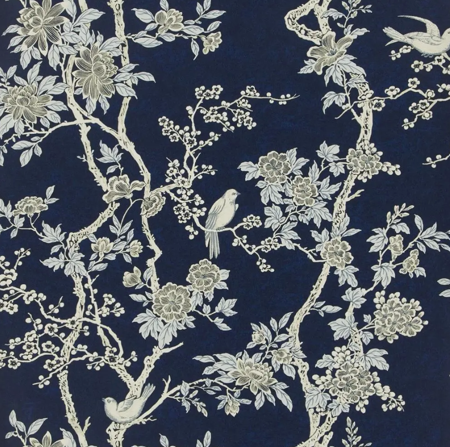 Marlowe Floral  Prussian Blue Wallpaper |    Ralph Lauren