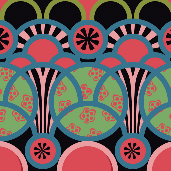 Hakaido 1970's Japanese Art Deco Fan Wallpaper