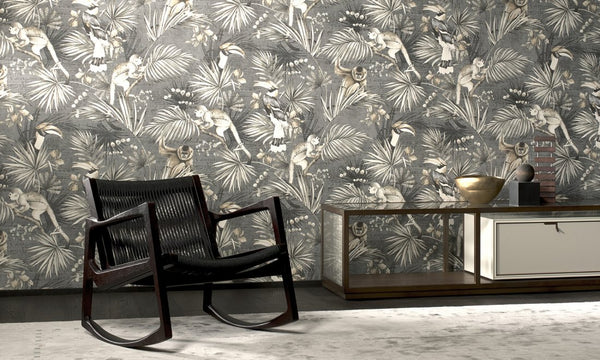 Sumatra Jungle Tropical Silk Monkey Wallcovering