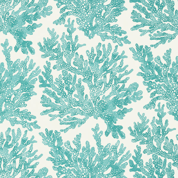 Marine Coral Turquoise - Turquoise Wallcovering | Thibaut