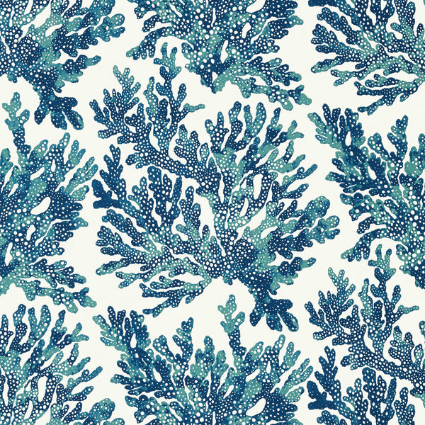 Marine Coral Navy - Navy Wallcovering | Thibaut