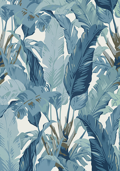 Traveler's Palm Wallpaper - Spa Blue - Designer Wallcoverings and Fabrics
